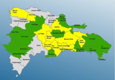 COE mantiene 10 provincias y al Distrito Nacional en alerta amarilla por efectos de vaguada
